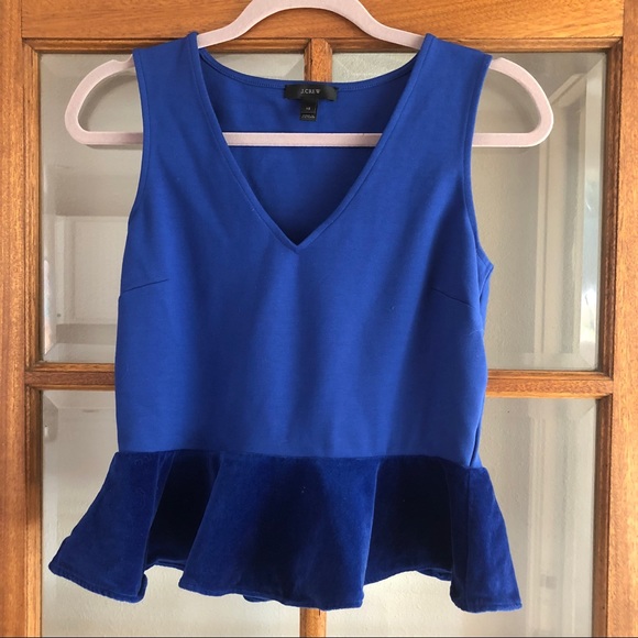 J. Crew Tops - J Crew peplum velvet trim tank top